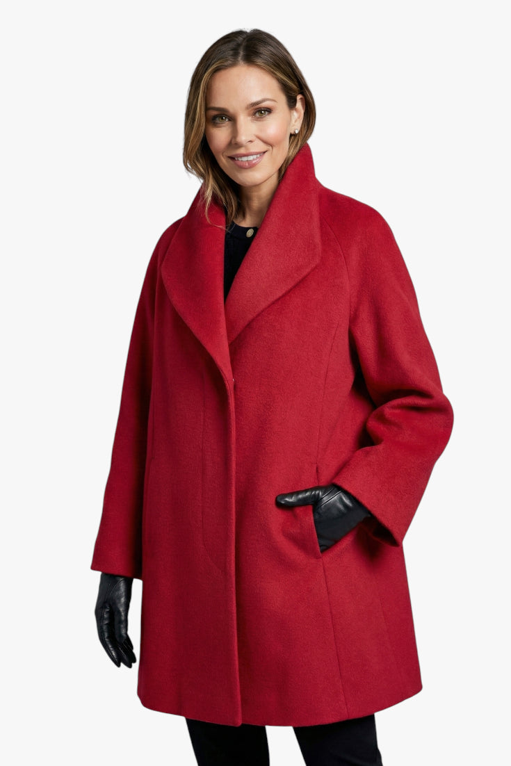 Women's Oversized Longline Coat with High Collar and Side Pockets
