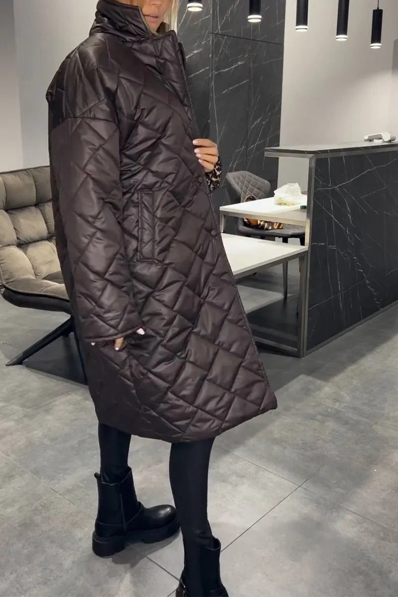 AMBER | REVERSIBLE QUILTED COAT WITH LEOPARD LINING